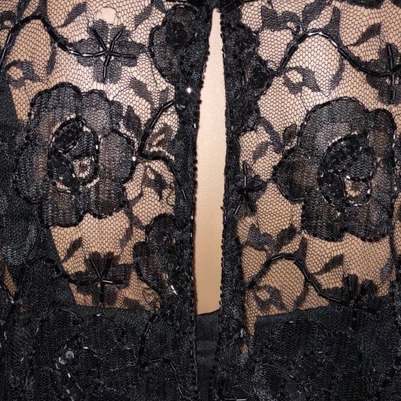 Carina 1920s style black lace beaded mini dress size M - Picture 5 of 8